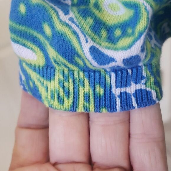 ANN TAYLOR Crew Neck Cardigan Sweater Short Sleeve Blue Green Yellow Pai… - Picture 6 of 12